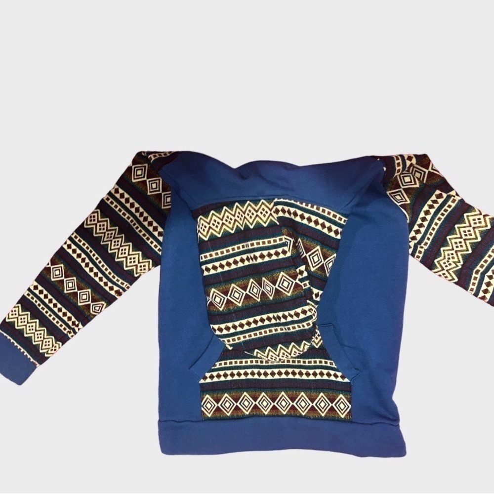 Aztec Hoodie Wool Colorful Vintage Woven - Picture 4 of 7